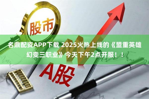 名鼎配资APP下载 2025火热上线的《盟重英雄幻变三职业》今天下午2点开服！！