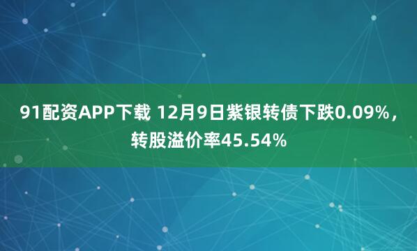 91配资APP下载 12月9日紫银转债下跌0.09%，转股溢价率45.54%